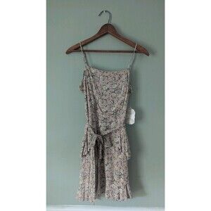 Altar'd State Green White Floral Mini Dress Size Small NWT Ruffle Tie